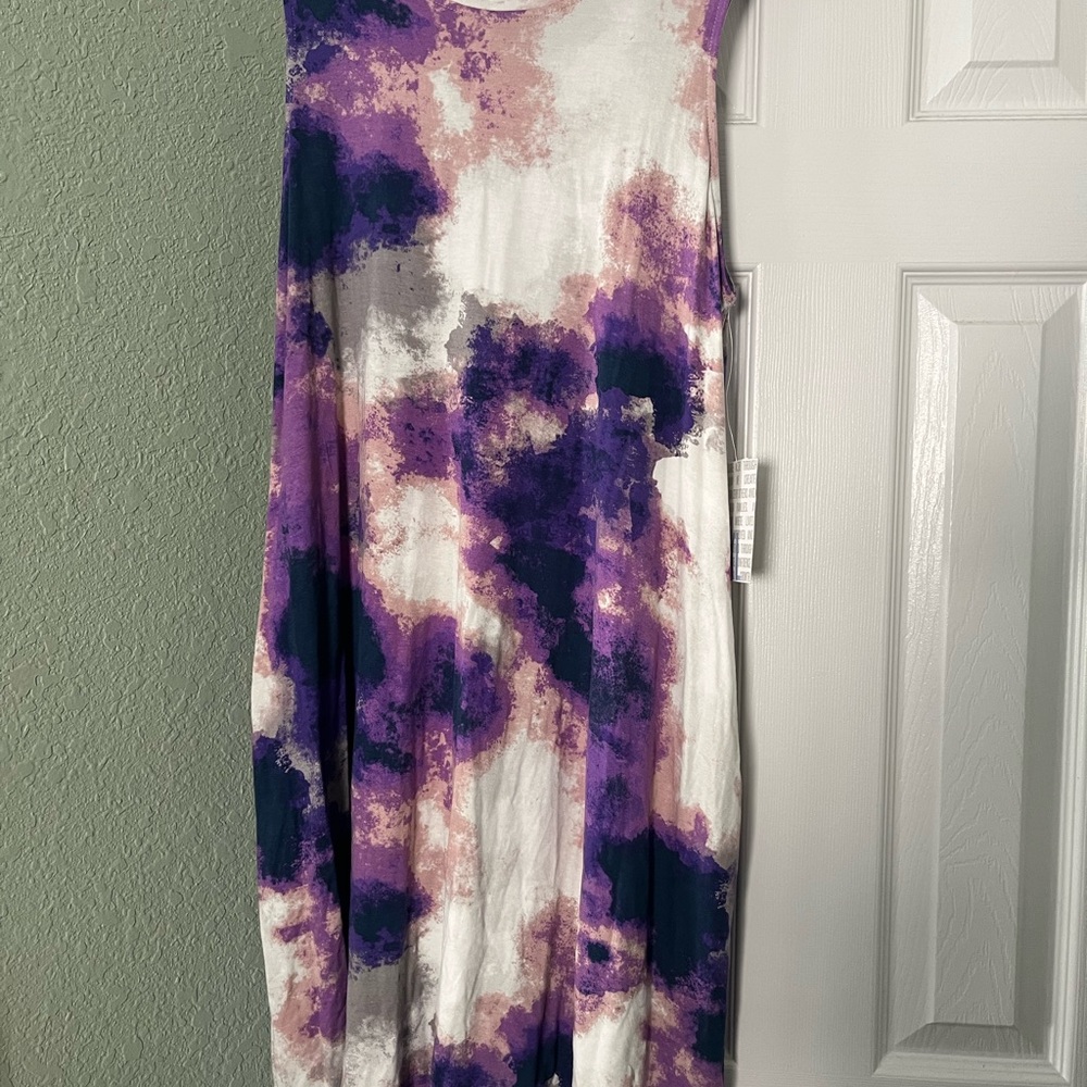 LuLaRoe Purple and White Midi Dress